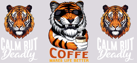 Tiger 16oz UV DTF TRANSFER Libbey Glass Can Cup Wrap-KA-3841