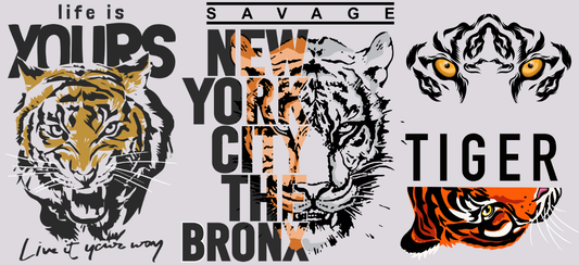 Tiger 16oz UV DTF TRANSFER Libbey Glass Can Cup Wrap-KA-3843