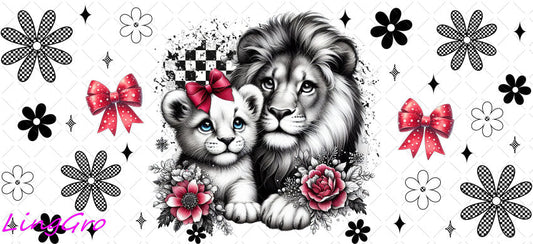 Animal Mom and Baby  16oz UV DTF TRANSFER Libbey Glass Can Cup Wrap-KA-3872