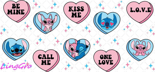 Valentine 16oz UV DTF TRANSFER Libbey Glass Can Cup Wrap KA-3939