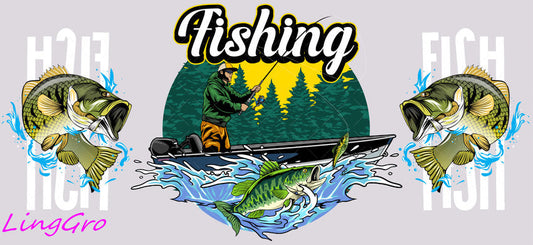 Fishing 16oz UV DTF TRANSFER Libbey Glass Can Cup Wrap KA-3967