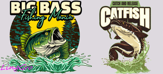 Fishing 16oz UV DTF TRANSFER Libbey Glass Can Cup Wrap KA-3978