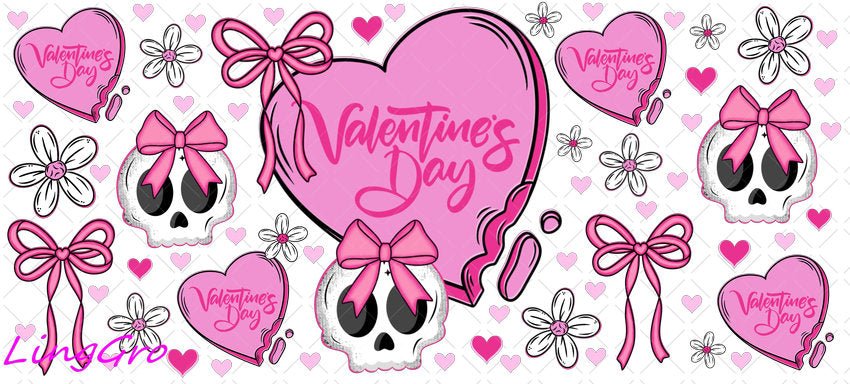 Valentine 16oz UV DTF TRANSFER Libbey Glass Can Cup Wrap KA-4073