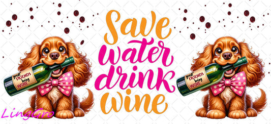 Sarcastic Dog Wine 16oz UV DTF TRANSFER Libbey Glass Can Cup Wrap KA-4107