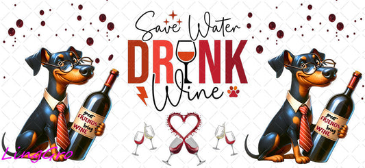 Sarcastic Dog Wine 16oz UV DTF TRANSFER Libbey Glass Can Cup Wrap KA-4112