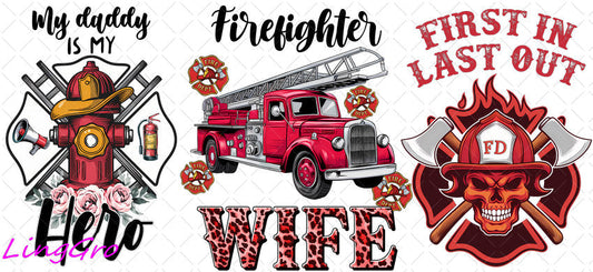 Firefighter 16oz UV DTF TRANSFER Libbey Glass Can Cup Wrap KA-4157