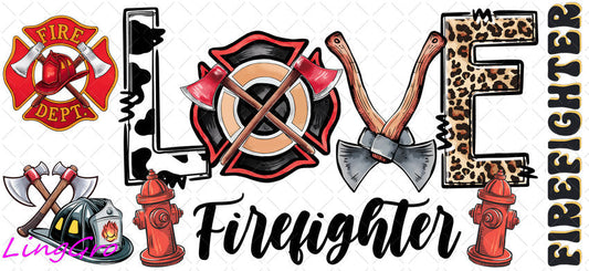 Firefighter 16oz UV DTF TRANSFER Libbey Glass Can Cup Wrap KA-4161