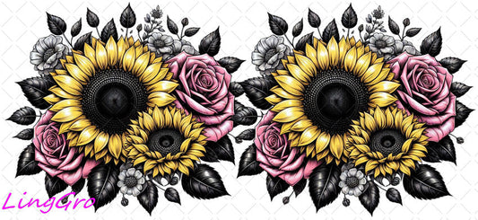 Flower 16oz UV DTF TRANSFER Libbey Glass Can Cup Wrap-KA-441