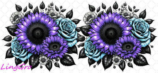 Flower 16oz UV DTF TRANSFER Libbey Glass Can Cup Wrap-KA-442