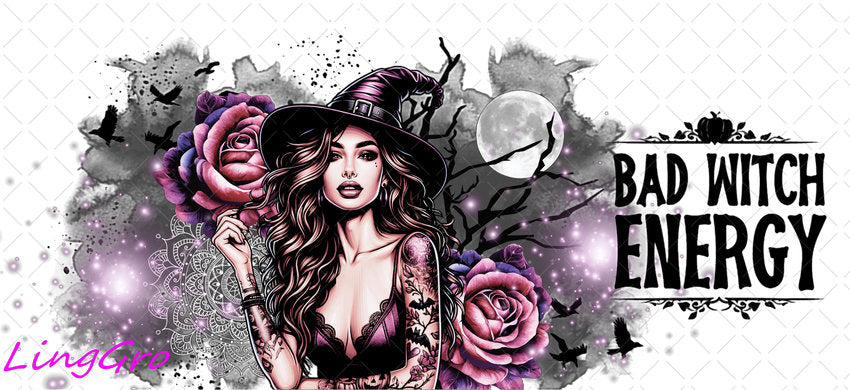 Badass Tattoo Girl 16oz UV DTF TRANSFER Libbey Glass Can Cup Wrap-KA-448
