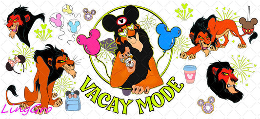 Disney Vacay Mode 16oz UV DTF TRANSFER Libbey Glass Can Cup Wrap KA-886