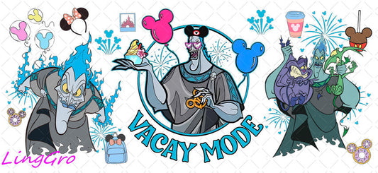 Disney Vacay Mode 16oz UV DTF TRANSFER Libbey Glass Can Cup Wrap KA-889