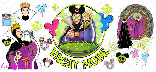 Disney Vacay Mode 16oz UV DTF TRANSFER Libbey Glass Can Cup Wrap KA-891