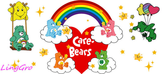cute rainbow bear sticker kawaii teddy bear cup wrap pastel design