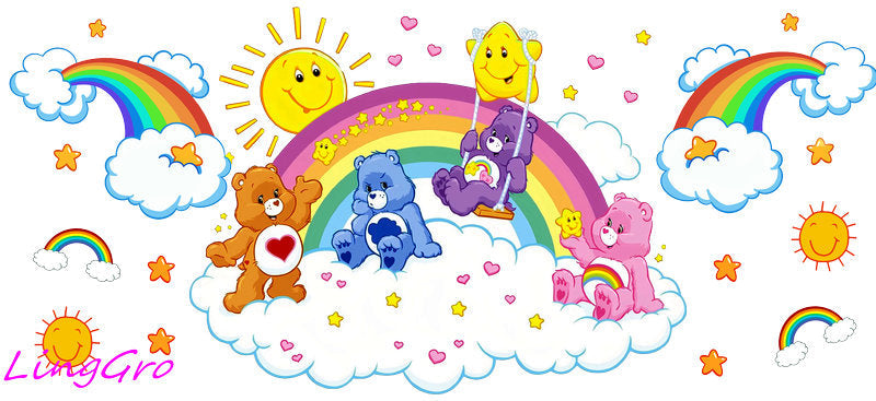 cute rainbow bear sticker kawaii teddy bear cup wrap pastel design