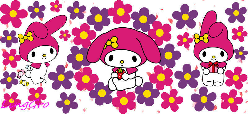 cute pink kawaii cartoon uv dtf cup wrap for libbey glass libby style tumbler decal