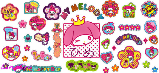 cute pink kawaii cartoon uv dtf cup wrap for libbey glass libby style tumbler decal