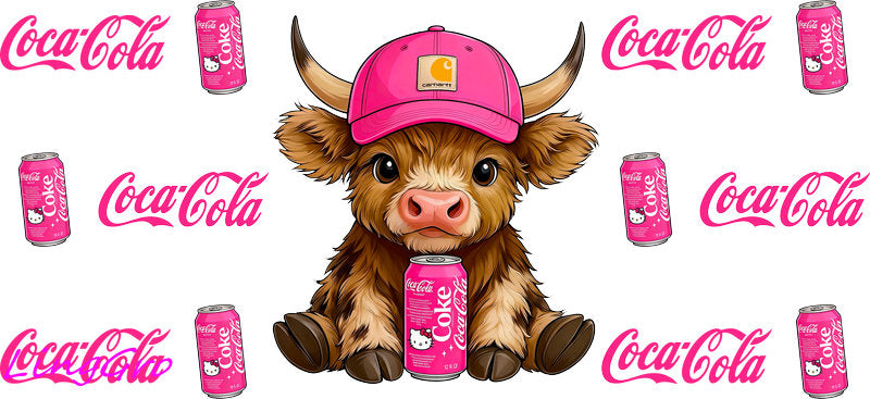 cute cow UV DTF cup wrap for Libbey glass, soda theme tumbler decal