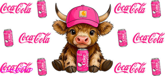 cute cow UV DTF cup wrap for Libbey glass, soda theme tumbler decal
