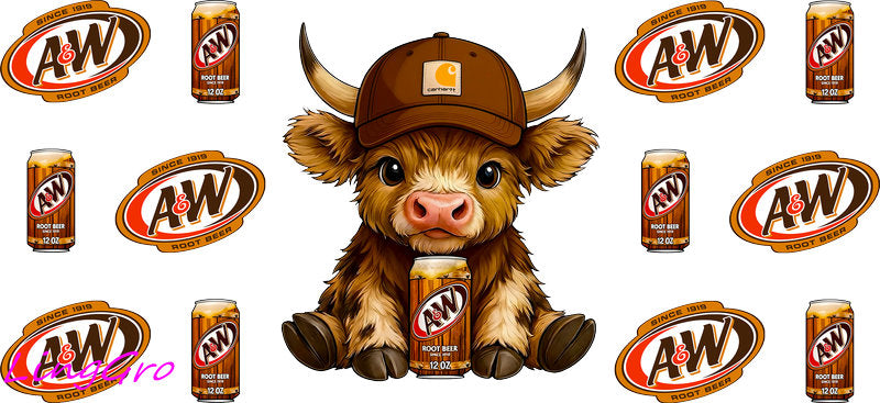 cute cow UV DTF cup wrap for Libbey glass, soda theme tumbler decal