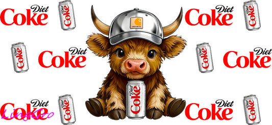cute cow UV DTF cup wrap for Libbey glass, soda theme tumbler decal