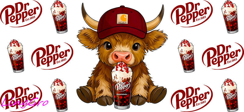 cute cow UV DTF cup wrap for Libbey glass, soda theme tumbler decal