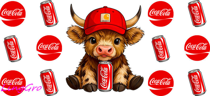 cute cow UV DTF cup wrap for Libbey glass, soda theme tumbler decal