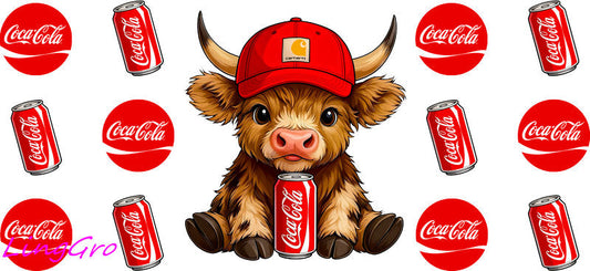 cute cow UV DTF cup wrap for Libbey glass, soda theme tumbler decal