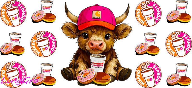 cute cow UV DTF cup wrap for Libbey glass, soda theme tumbler decal