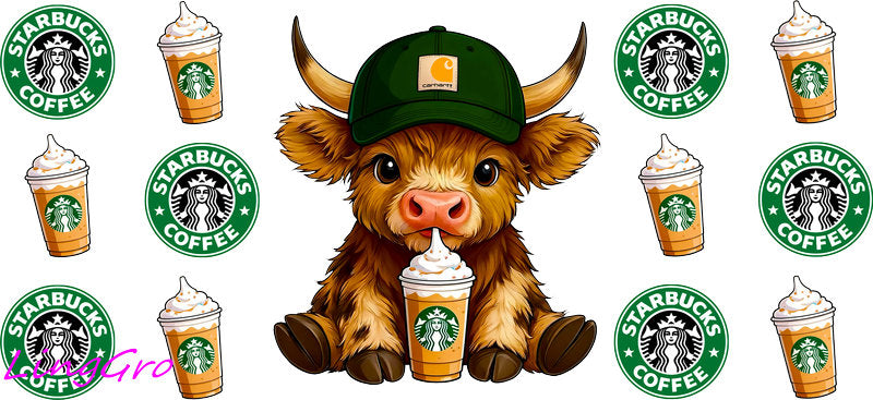 cute cow UV DTF cup wrap for Libbey glass, soda theme tumbler decal