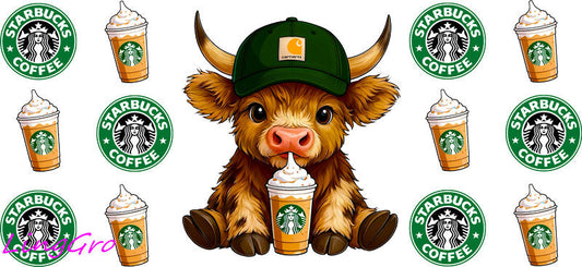 cute cow UV DTF cup wrap for Libbey glass, soda theme tumbler decal