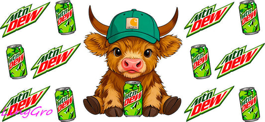 cute cow UV DTF cup wrap for Libbey glass, soda theme tumbler decal