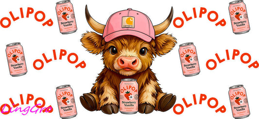 cute cow UV DTF cup wrap for Libbey glass, soda theme tumbler decal