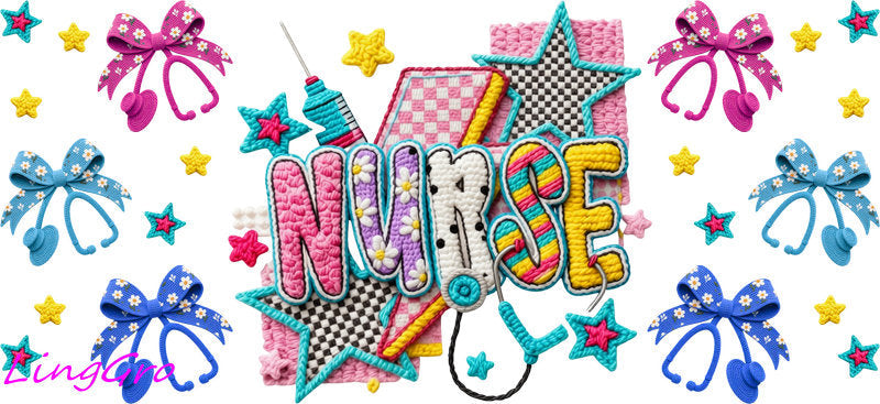 nurse cup wrap uv dtf transfer medical tumbler decal rn gift design