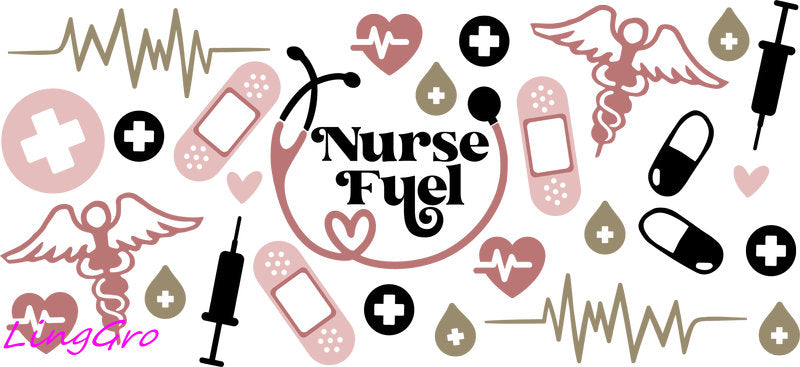 nurse cup wrap uv dtf transfer medical tumbler decal rn gift design