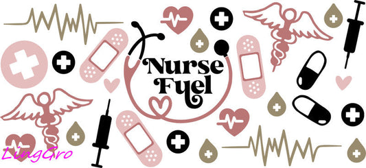 nurse cup wrap uv dtf transfer medical tumbler decal rn gift design