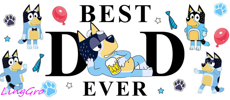 Best Dad Ever [Character] UV DTF cup wrap for 16oz Libbey glass KA-5001