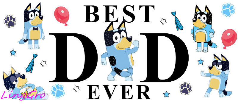 Best Dad Ever [Character] UV DTF cup wrap for 16oz Libbey glass KA-5002