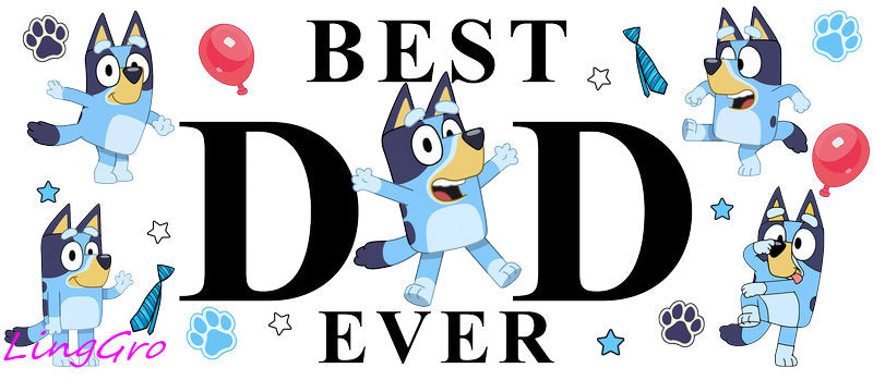 Best Dad Ever [Character] UV DTF cup wrap for 16oz Libbey glass KA-5004