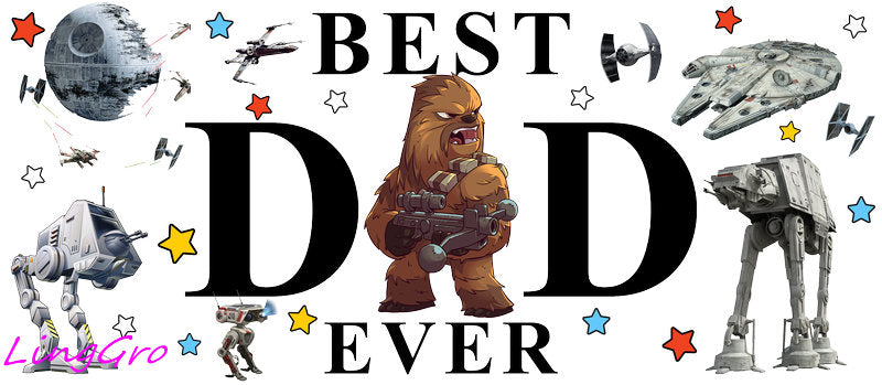 Best Dad Ever [Character] UV DTF cup wrap for 16oz Libbey glass KA-5009