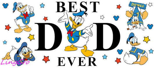 Best Dad Ever [Character] UV DTF cup wrap for 16oz Libbey glass KA-5013