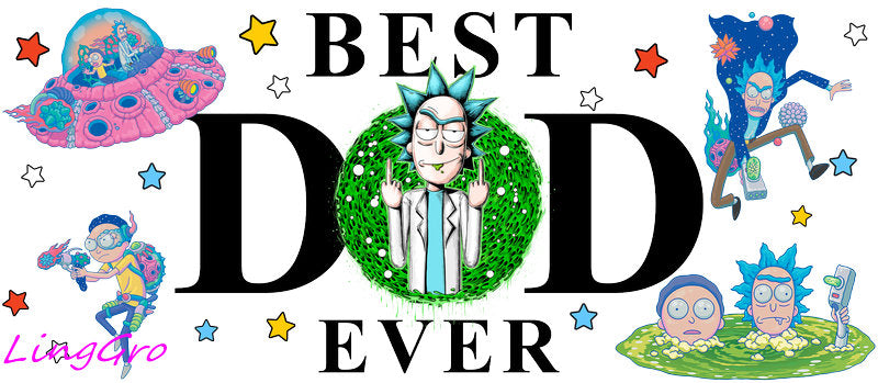 Best Dad Ever [Character] UV DTF cup wrap for 16oz Libbey glass KA-5027