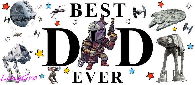 Best Dad Ever [Character] UV DTF cup wrap for 16oz Libbey glass KA-5032