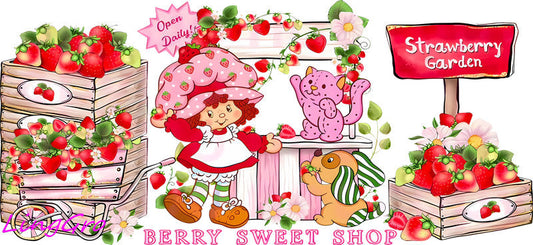 Strawberry girl aesthetic UV DTF cup wrap for 16oz Libbey glass KA-5051