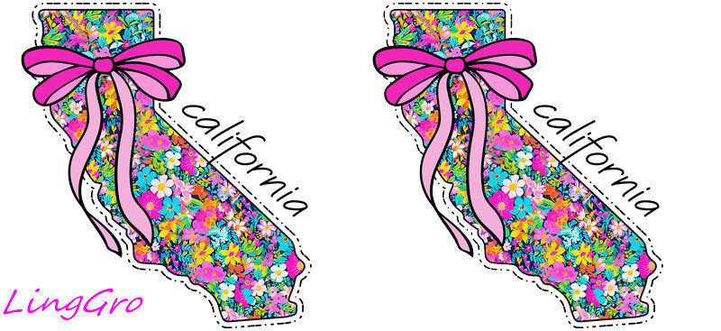 Floral State Cup Wrap & Decal for Libbey Glass 16 oz | UV DTF Tumbler Wrap
