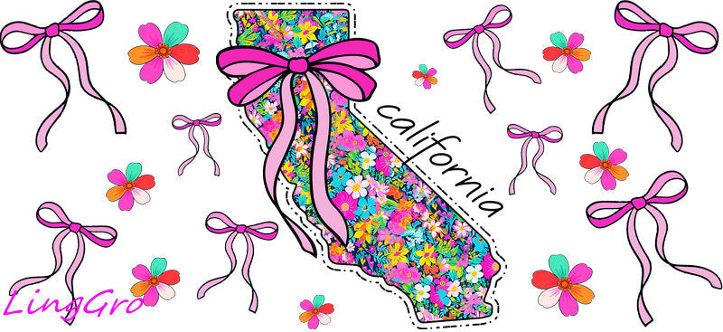 Floral State Cup Wrap & Decal for Libbey Glass 16 oz | UV DTF Tumbler Wrap