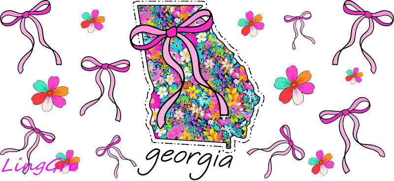 Floral State Cup Wrap & Decal for Libbey Glass 16 oz | UV DTF Tumbler Wrap