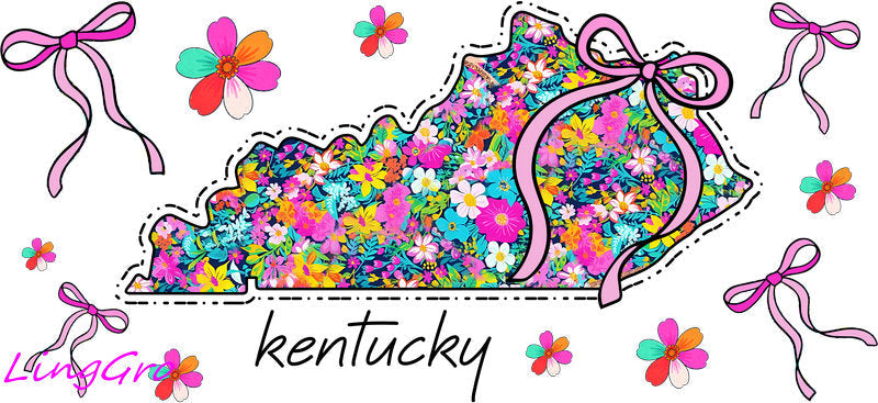 Floral State Cup Wrap & Decal for Libbey Glass 16 oz | UV DTF Tumbler Wrap